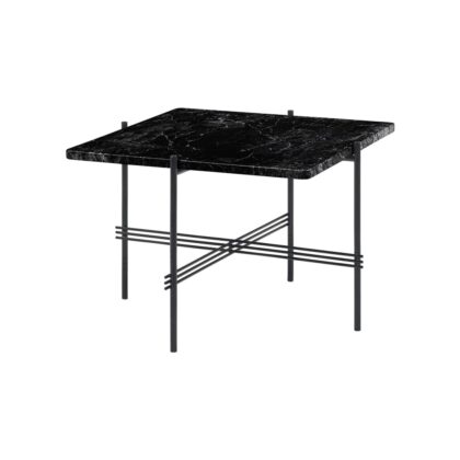 Gubi ts square soffbord black marquina marble, 55x55 cm, svart stativ