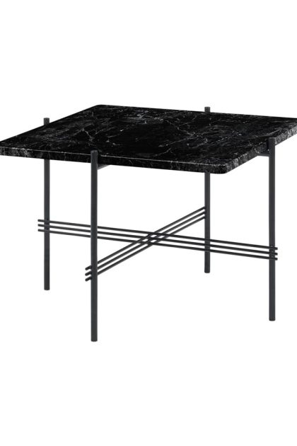 Gubi ts square soffbord black marquina marble, 55x55 cm, svart stativ