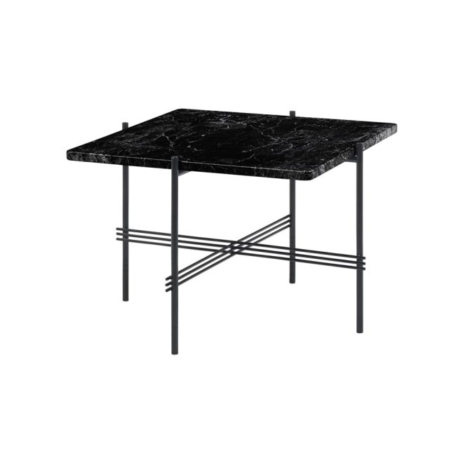 Gubi ts square soffbord black marquina marble, 55x55 cm, svart stativ