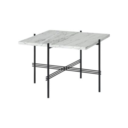 Gubi ts square soffbord white carrara marble, 55x55 cm, svart stativ