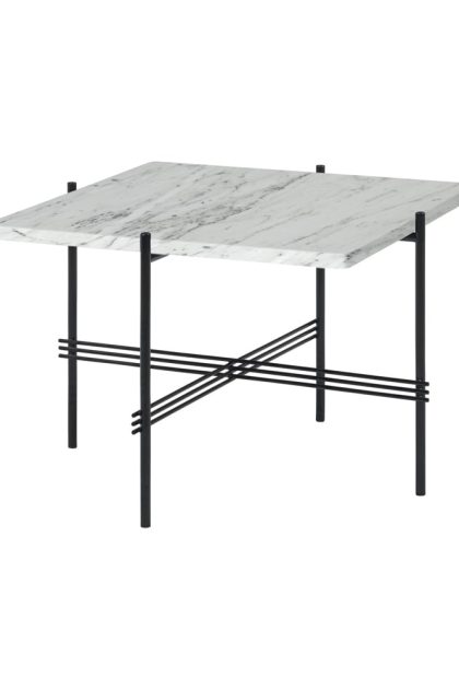 Gubi ts square soffbord white carrara marble, 55x55 cm, svart stativ