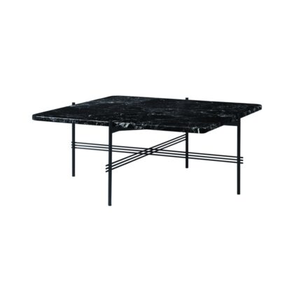 Gubi ts square soffbord black marquina marble, 80x80 cm, svart stativ