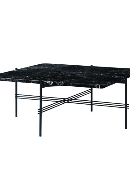 Gubi ts square soffbord black marquina marble, 80x80 cm, svart stativ