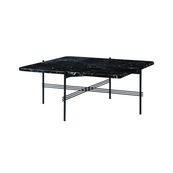 Gubi ts square soffbord black marquina marble, 80x80 cm, svart stativ