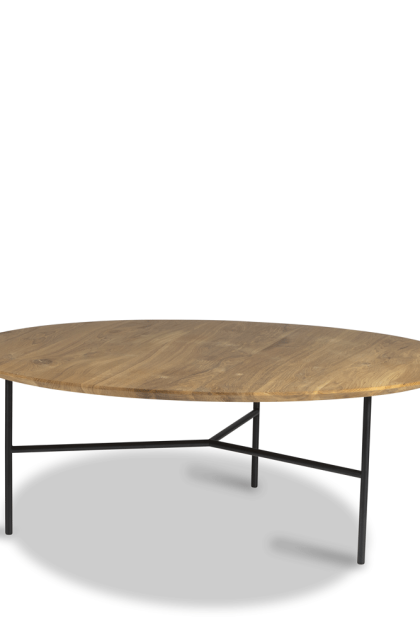 Mavis tribeca soffbord ek olja rustik, svarta ben, ø110