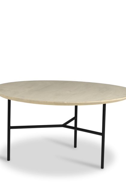 Mavis tribeca soffbord ek såpad rustik, svarta ben, ø80