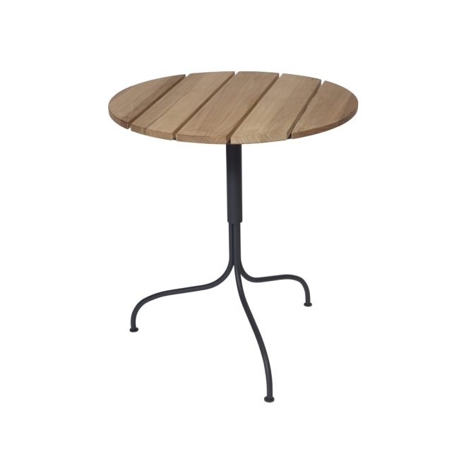 Grythyttan stålmöbler akleja bord Ø65cm teak-mörkgrått stativ