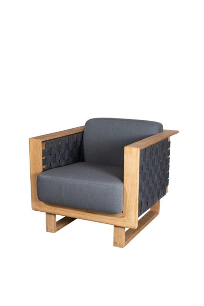 Cane-line angle loungefåtölj dark grey, teak