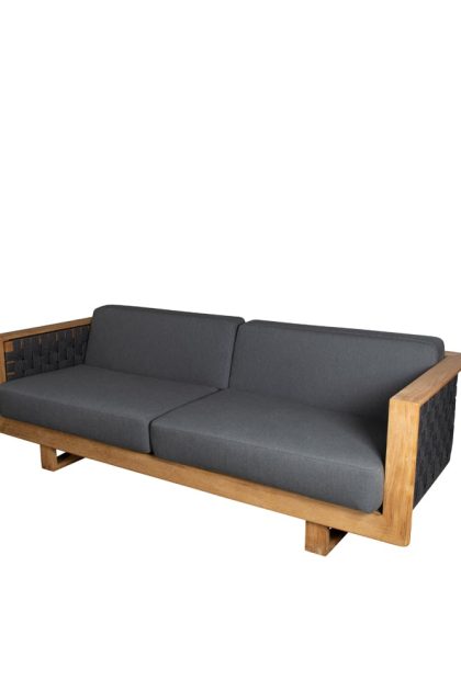 Cane-line angle soffa 3-sits dark grey, teak