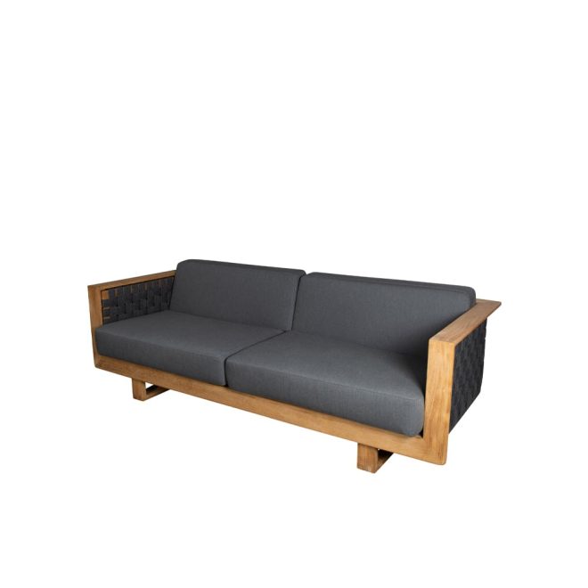 Cane-line angle soffa 3-sits dark grey, teak