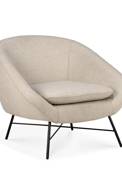 Ethnicraft barrow loungefåtölj off white-black metal