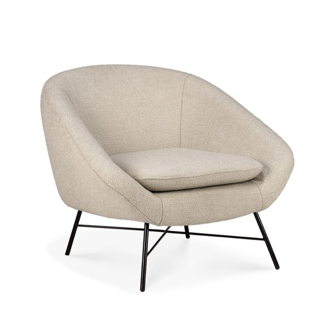 Ethnicraft barrow loungefåtölj off white-black metal