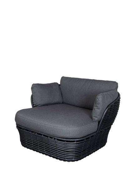 Cane-line basket loungefåtölj graphite grey, inkl. gråa dynor