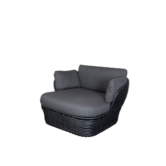 Cane-line basket loungefåtölj graphite grey, inkl. gråa dynor