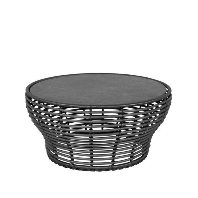 Cane-line basket soffbord fossil black, stor, grått flätat underrede