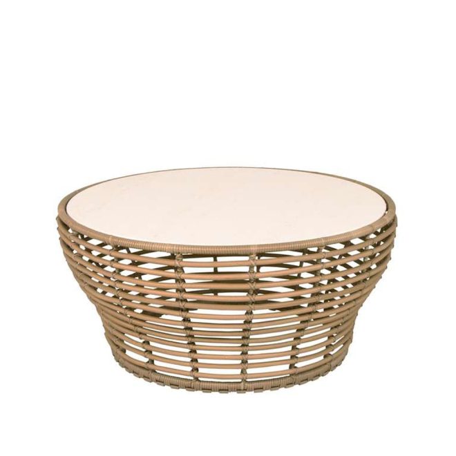 Cane-line basket soffbord travertine, stor, naturflätat underrede