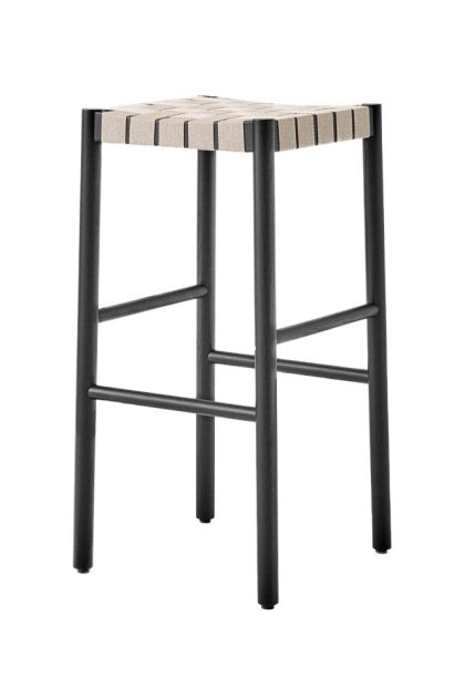 &tradition betty tk8 barpall black, naturflätad linnebandssits