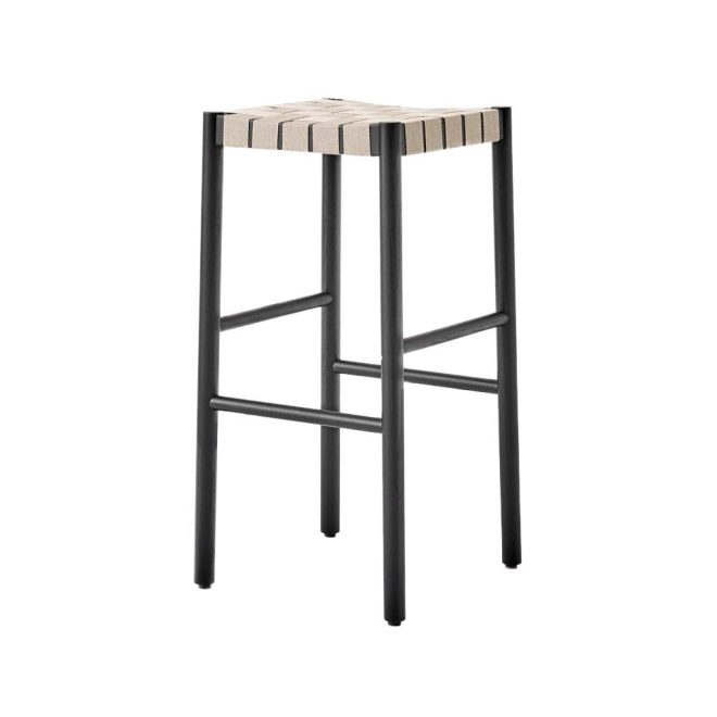 &tradition betty tk8 barpall black, naturflätad linnebandssits