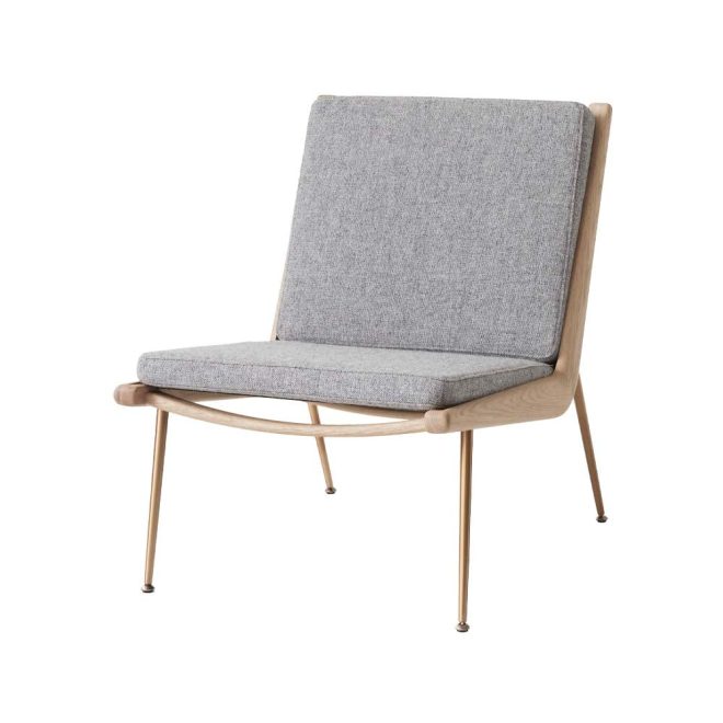 &tradition boomerang hm1 fåtölj tyg hallingdal 130 grå, vitoljade ekben
