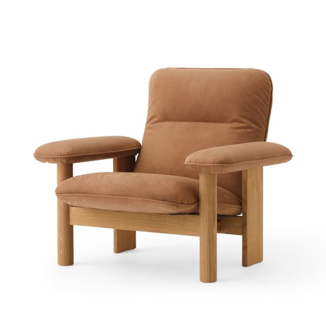 Audo copenhagen brasilia fåtölj oiled oak-dunes camel leather 21004