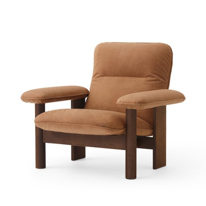 Audo copenhagen brasilia fåtölj dark oak-dunes camel leather 21004