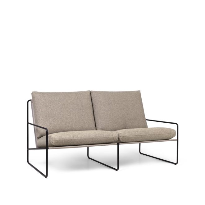 Ferm living desert 2-sits soffa tyg dark sand, svart stativ