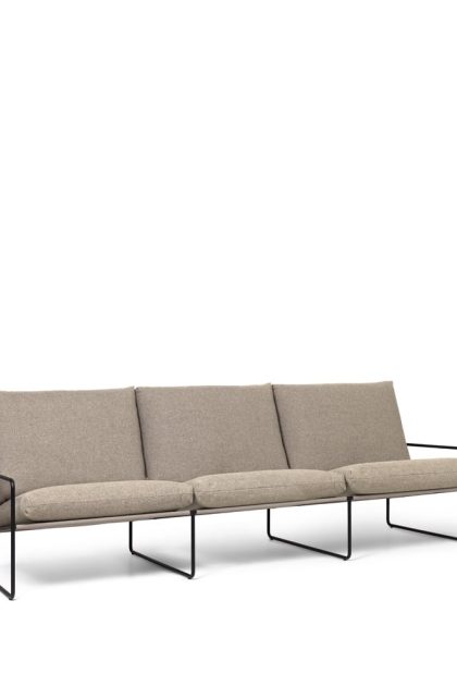 Ferm living desert 3-sits soffa tyg dark sand, svart stativ