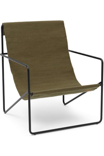 Ferm living desert lounge chair olive, svart stativ
