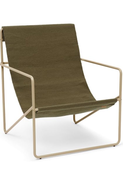 Ferm living desert lounge chair olive, cashemere stativ