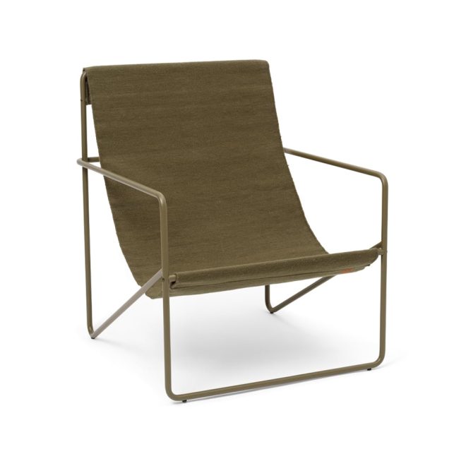 Ferm living desert lounge chair olive, olive stativ