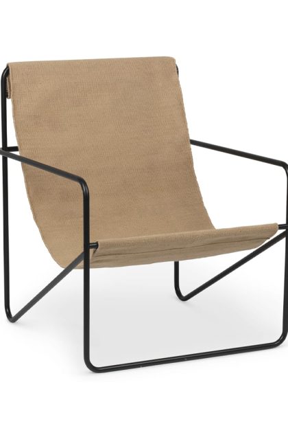 Ferm living desert lounge chair sand, svart stativ