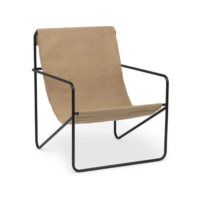 Ferm living desert lounge chair sand, svart stativ