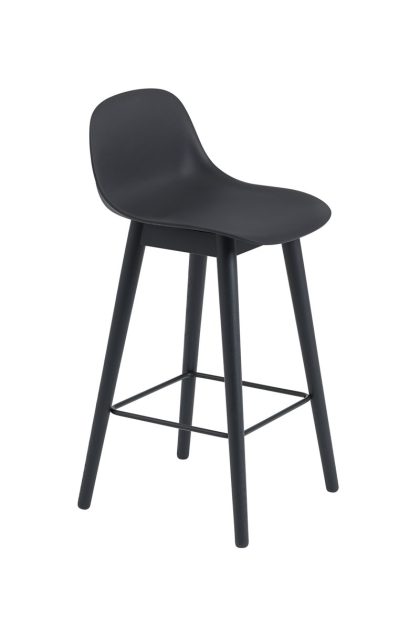 Muuto fiber barstol med ryggstöd 65 cm black-svarta ben
