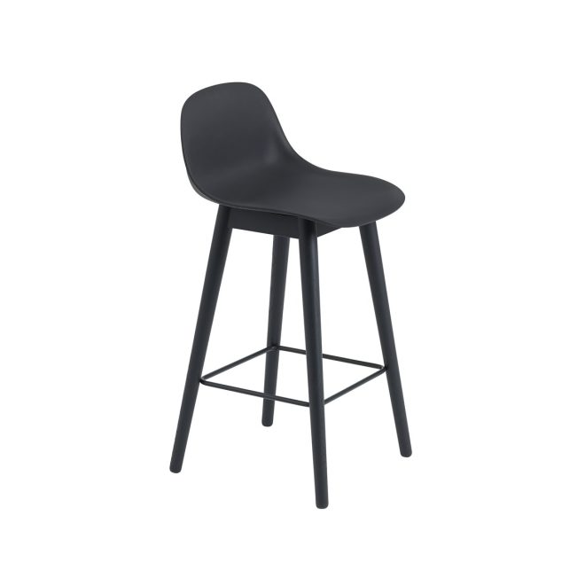 Muuto fiber barstol med ryggstöd 65 cm black-svarta ben