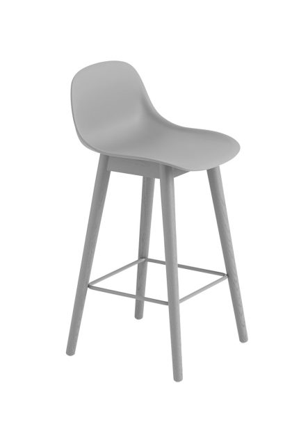 Muuto fiber barstol med ryggstöd 65 cm grey-gråa ben