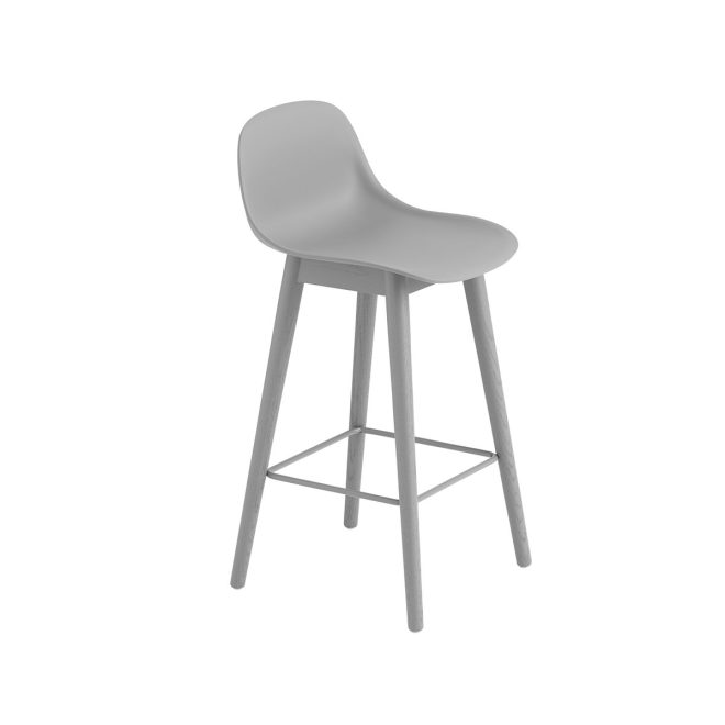 Muuto fiber barstol med ryggstöd 65 cm grey-gråa ben