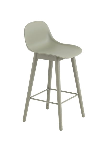 Muuto fiber barstol med ryggstöd 65 cm dusty green-gröna ben