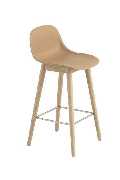 Muuto fiber barstol med ryggstöd 65 cm ochre-ekben