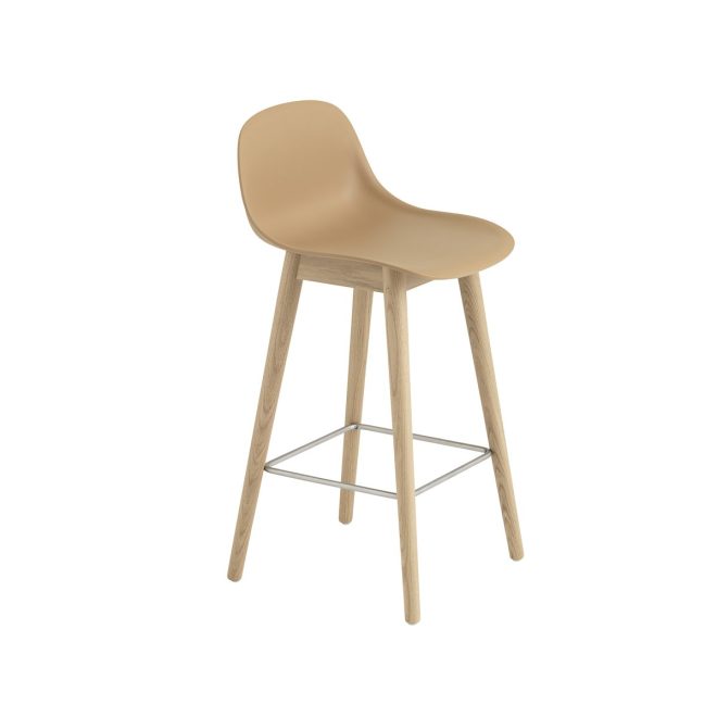 Muuto fiber barstol med ryggstöd 65 cm ochre-ekben