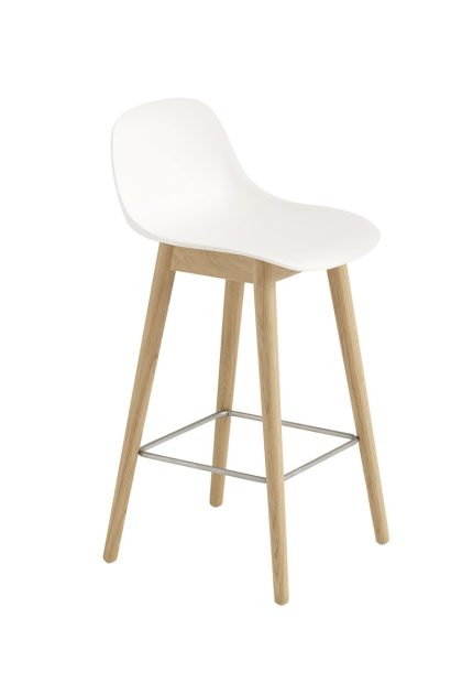 Muuto fiber barstol med ryggstöd 65 cm natural white-ekben