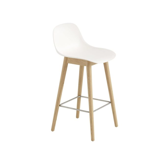 Muuto fiber barstol med ryggstöd 65 cm natural white-ekben
