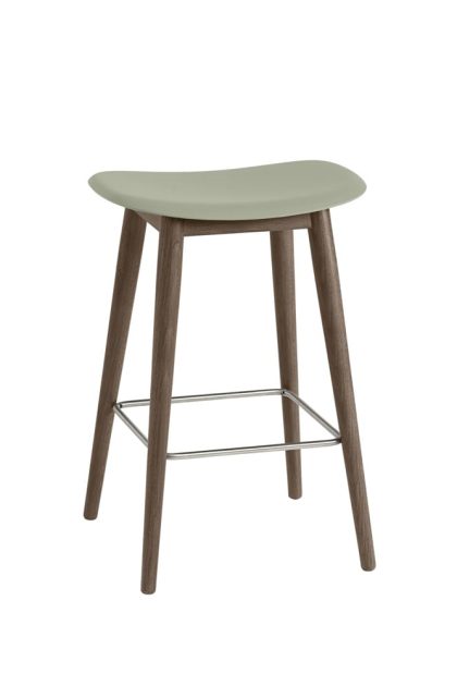 Muuto fiber bar stool barpall 75 cm dusty green-stained d.brown