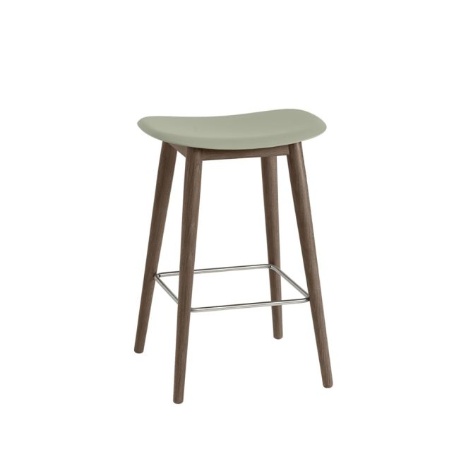 Muuto fiber bar stool barpall 75 cm dusty green-stained d.brown