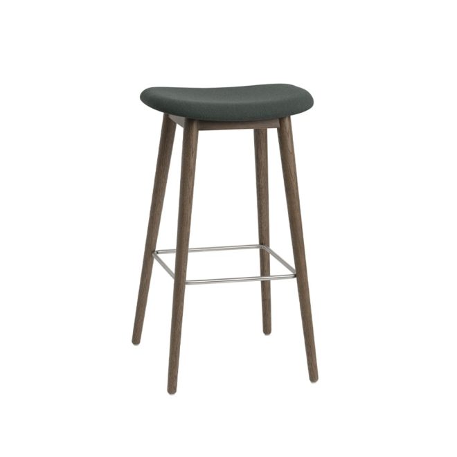 Muuto fiber bar stool barpall 75 cm dark green-stained d.brown