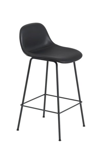 Muuto fiber barstol 75 cm metallben refine leather black-black