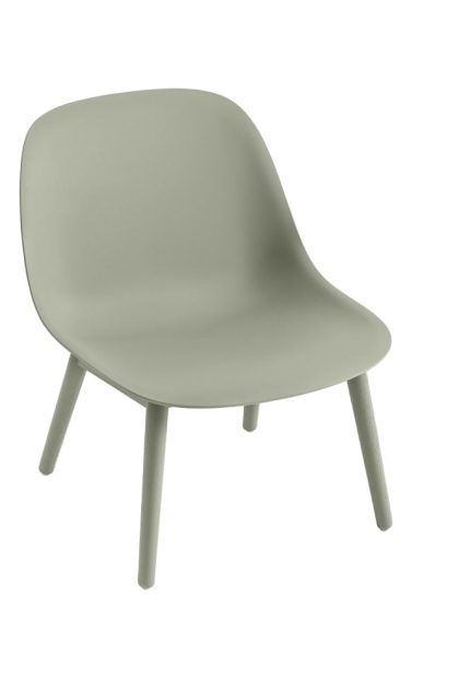 Muuto fiber loungestol wood base dusty green, dusty green ben