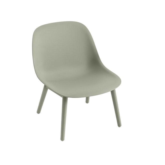 Muuto fiber loungestol wood base dusty green, dusty green ben