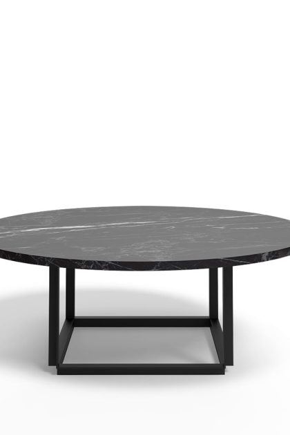 New works florence soffbord black marquina marble, ø90 cm, svart stativ