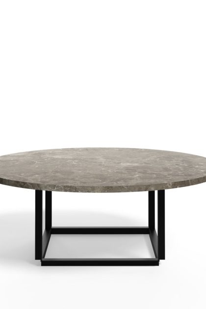 New works florence soffbord gris du marais marble, ø90 cm, svart stativ