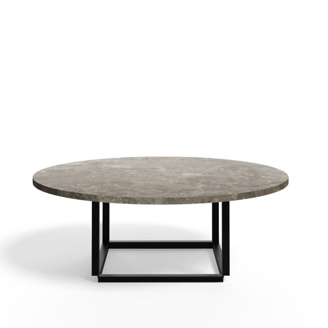 New works florence soffbord gris du marais marble, ø90 cm, svart stativ